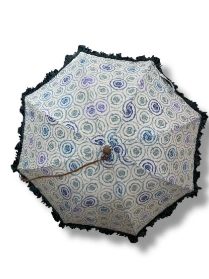 Artistic polka dot wooden handle umbrella
