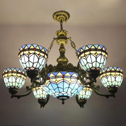 Tiffany style multi-head chandelier - Image 8