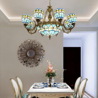 Tiffany style multi-head chandelier - Image 7