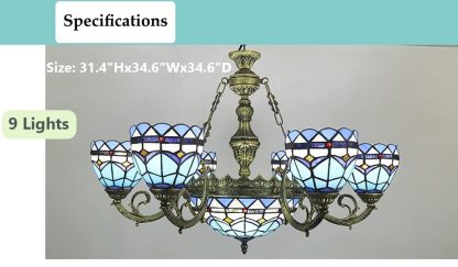 Tiffany style multi-head chandelier - Image 4