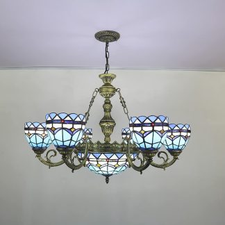 Tiffany style multi-head chandelier