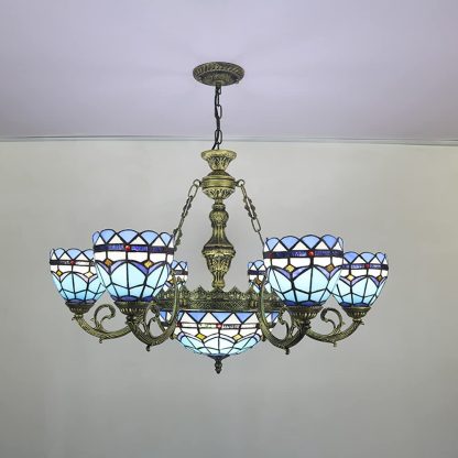 Tiffany style multi-head chandelier