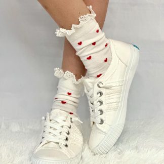 Sweetheart lace heart socks