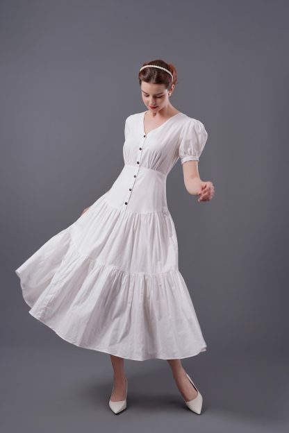 French retro white dress - Image 5