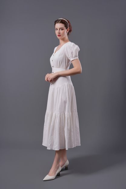 French retro white dress - Image 4