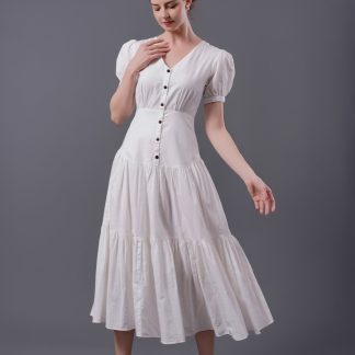 French retro white dress