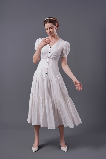 French retro white dress