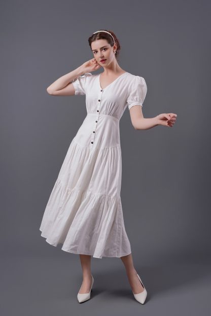 French retro white dress - Image 2