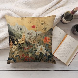 Landscape and Flowers Pillow