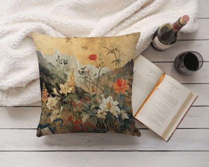 Landscape and Flowers Pillow