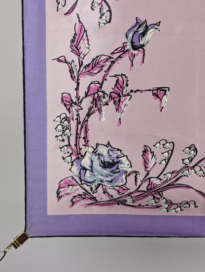 Silk square scarf with flower and bird painting - Image 2