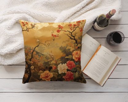 New Chinese style landscape flower and bird pillow