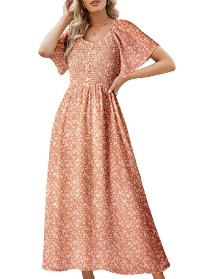Floral Waist Puff Sleeve Dress - Image 5