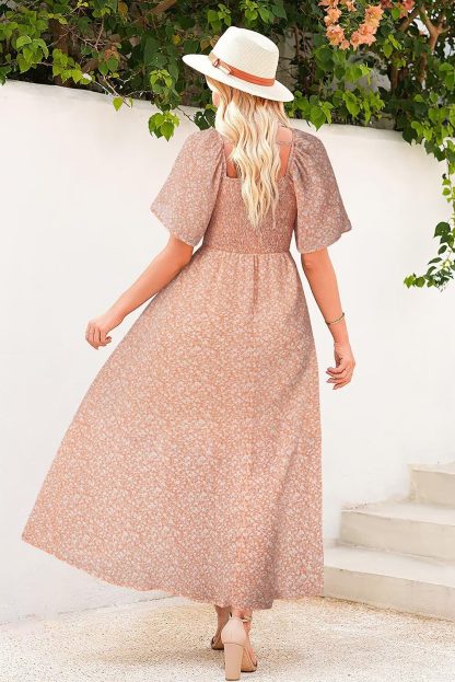 Floral Waist Puff Sleeve Dress - Image 3