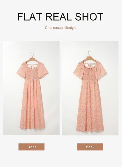 Floral Waist Puff Sleeve Dress - Image 2