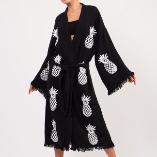 Pineapple jacquard-knit bathrobe