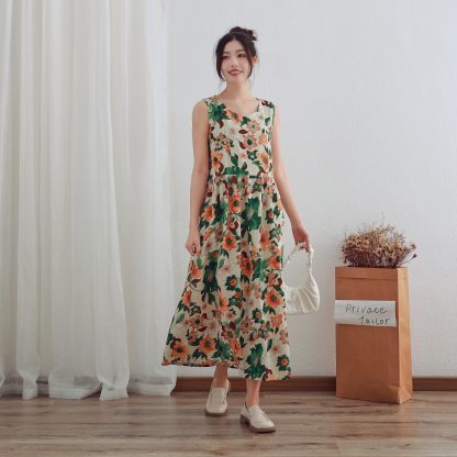 Summer fresh floral sleeveless dress - Image 3