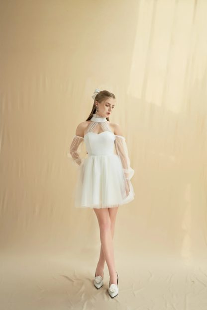 Fairy-style halterneck wedding dress - Image 4