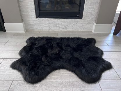 Black faux sheepskin rug - Image 3