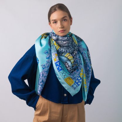 Ocean scroll silk scarf - Image 5