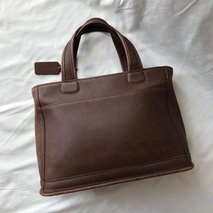 Vintage brown leather tote bag - Image 5