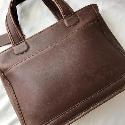 Vintage brown leather tote bag - Image 2