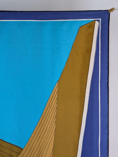 Geometric contrast silk scarf - Image 2