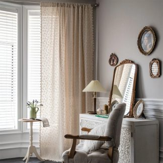 Pastoral style small floral linen curtains