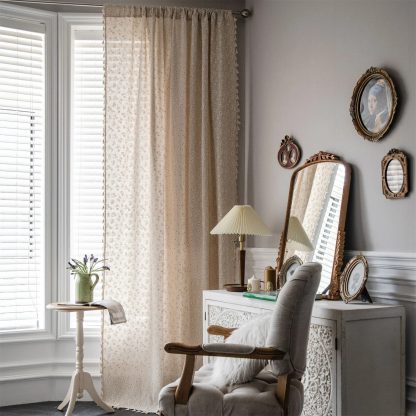 Pastoral style small floral linen curtains