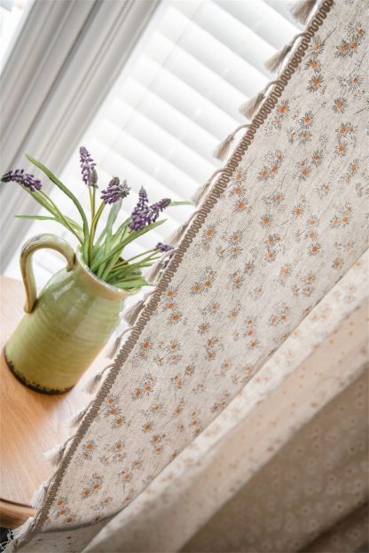 Pastoral style small floral linen curtains - Image 5