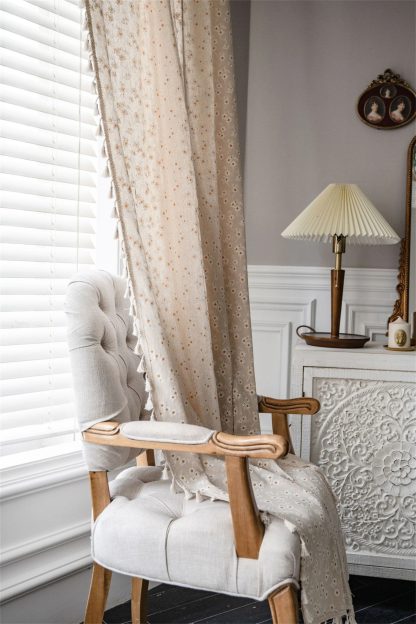 Pastoral style small floral linen curtains - Image 4
