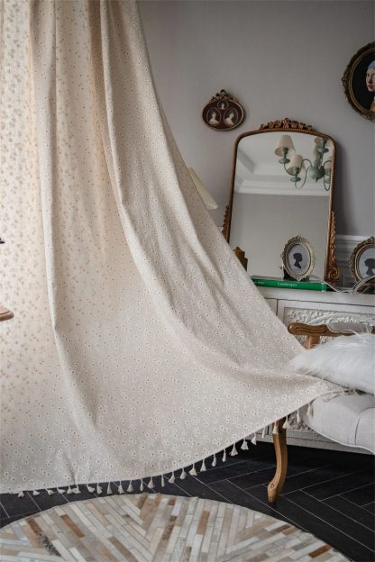 Pastoral style small floral linen curtains - Image 3