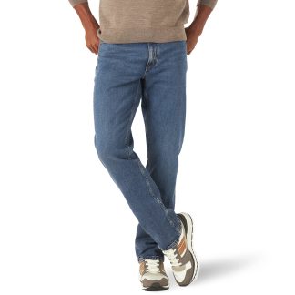 Washed blue straight jeans