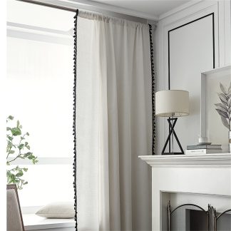 Simple style solid color tassel curtains