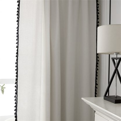 Simple style solid color tassel curtains - Image 3