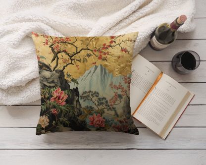 New Chinese style landscape flower and bird pillow
