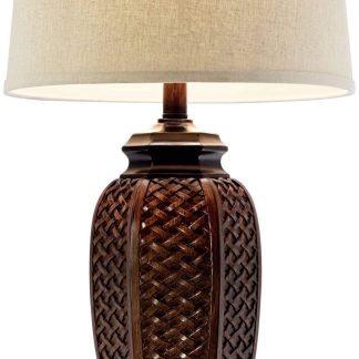 Woven pattern retro table lamp