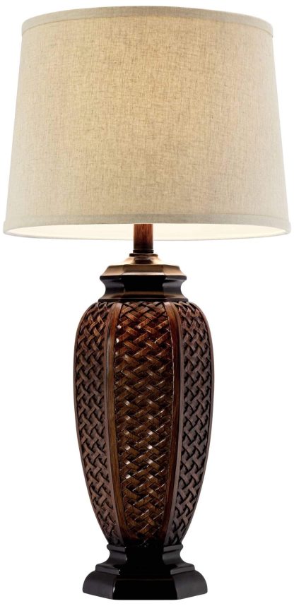 Woven pattern retro table lamp
