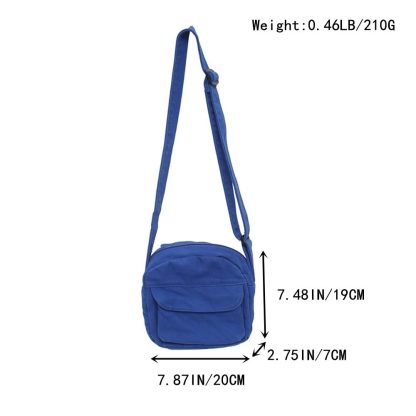Vibrant Blue Canvas Crossbody Bag - Image 3