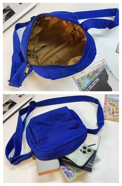 Vibrant Blue Canvas Crossbody Bag - Image 2
