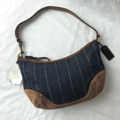 Denim Brown Stitching Shoulder Bag - Image 5
