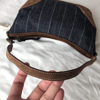 Denim Brown Stitching Shoulder Bag - Image 2