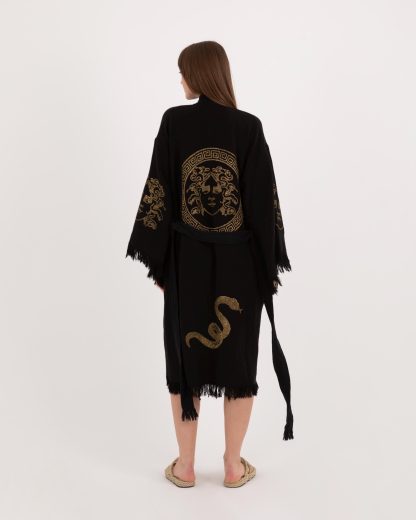 Black snake print kimono bathrobe - Image 6