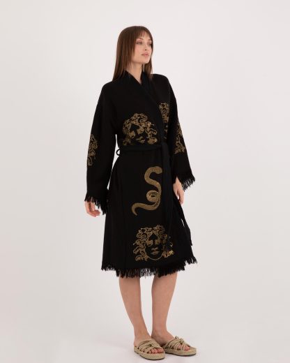 Black snake print kimono bathrobe - Image 5