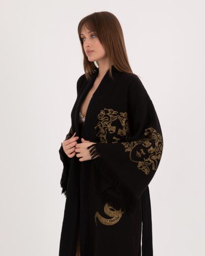 Black snake print kimono bathrobe - Image 4