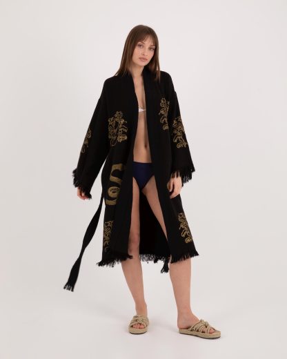 Black snake print kimono bathrobe - Image 2