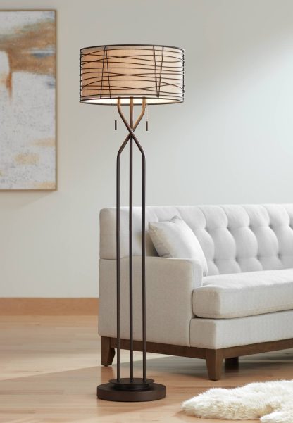 Modern art style woven lampshade floor lamp