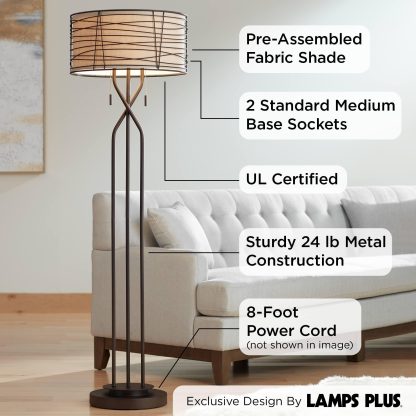 Modern art style woven lampshade floor lamp - Image 4