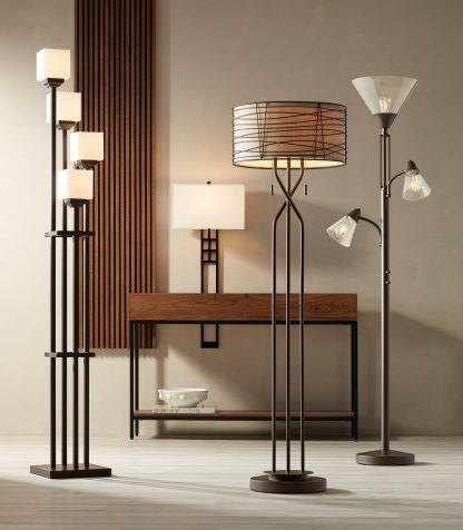 Modern art style woven lampshade floor lamp - Image 3