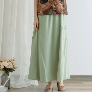 High waist pocket maxi skirt